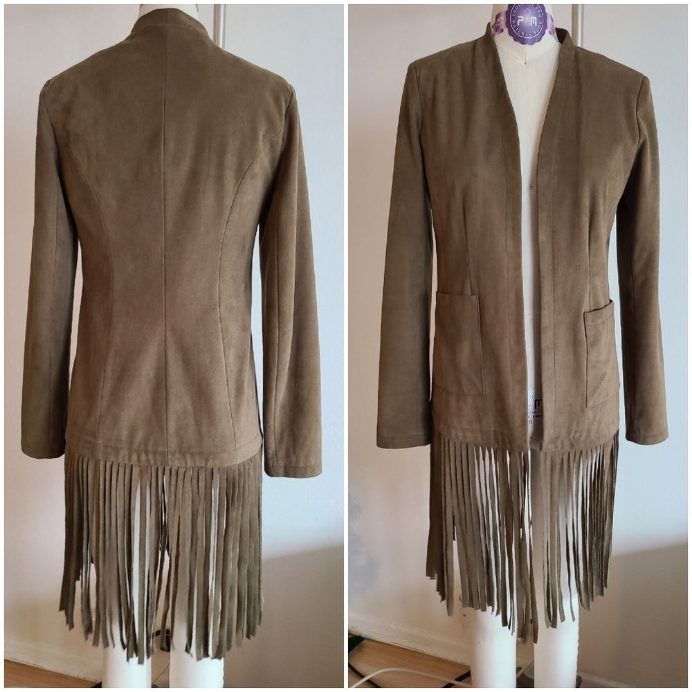 Olive Green Faux Suede Fringe Blazer from Saks